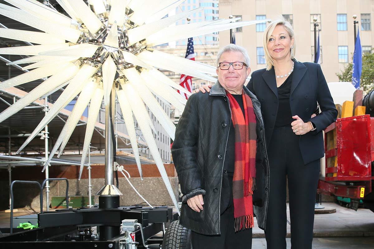 Daniel Libeskind und Nadja Swarovski bei der Präsentation des Swarovski Sterns am Rockfeller Plaza, © Angela Pham/BFA.com