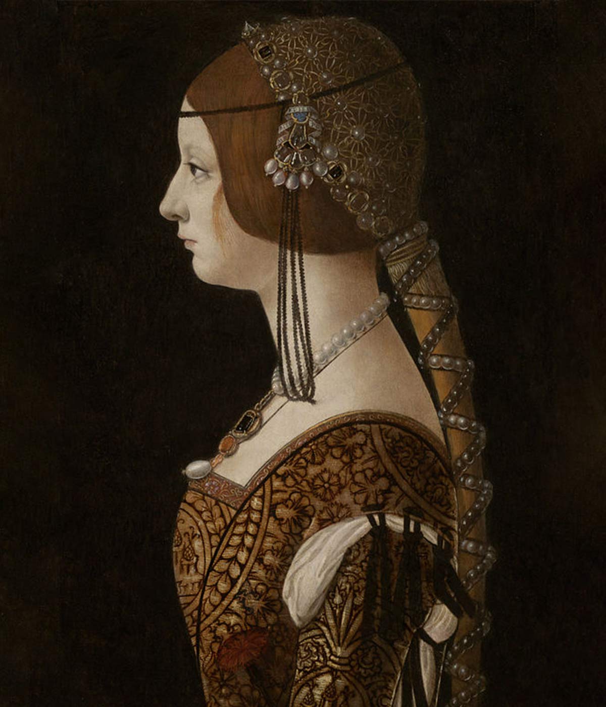 Biancas Portrait, gemalt von Ambrogio de Predis, einem Schüler Leonardo da Vincis. 