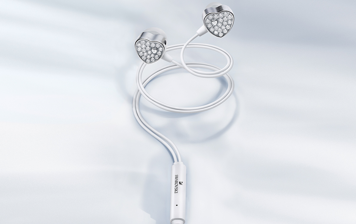 Kopfhörer in Herzform mit Kristallen Swarovski